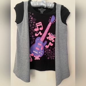Girl's Size Medium 7/8 Monster Theme Layered Graphic T-Shirt
